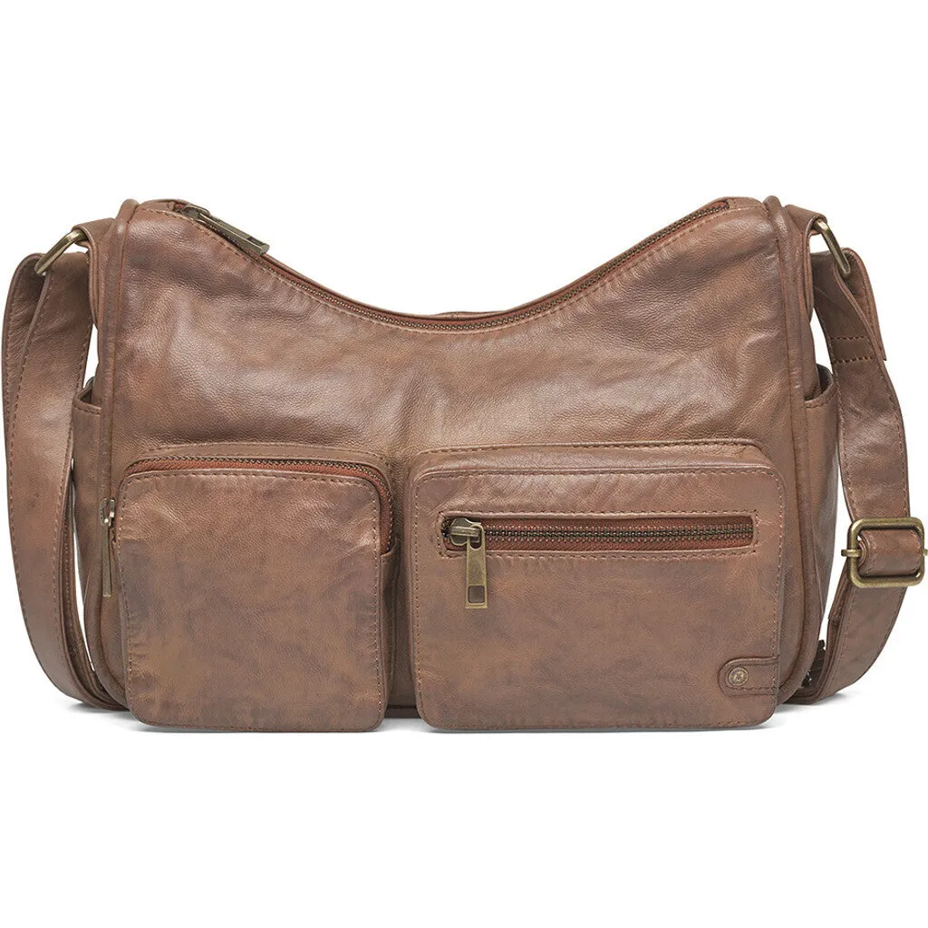 Stylish shoulderbag in soft leather quality / 16278 - Chestnut