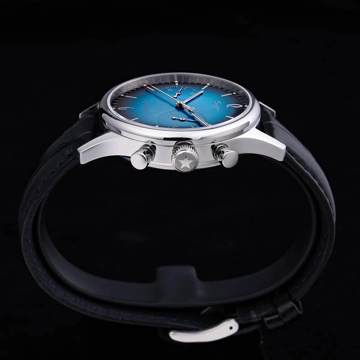 Sugess JB954 Blue Genuine Sapphire Gradient Mechanical Business Watch for Men